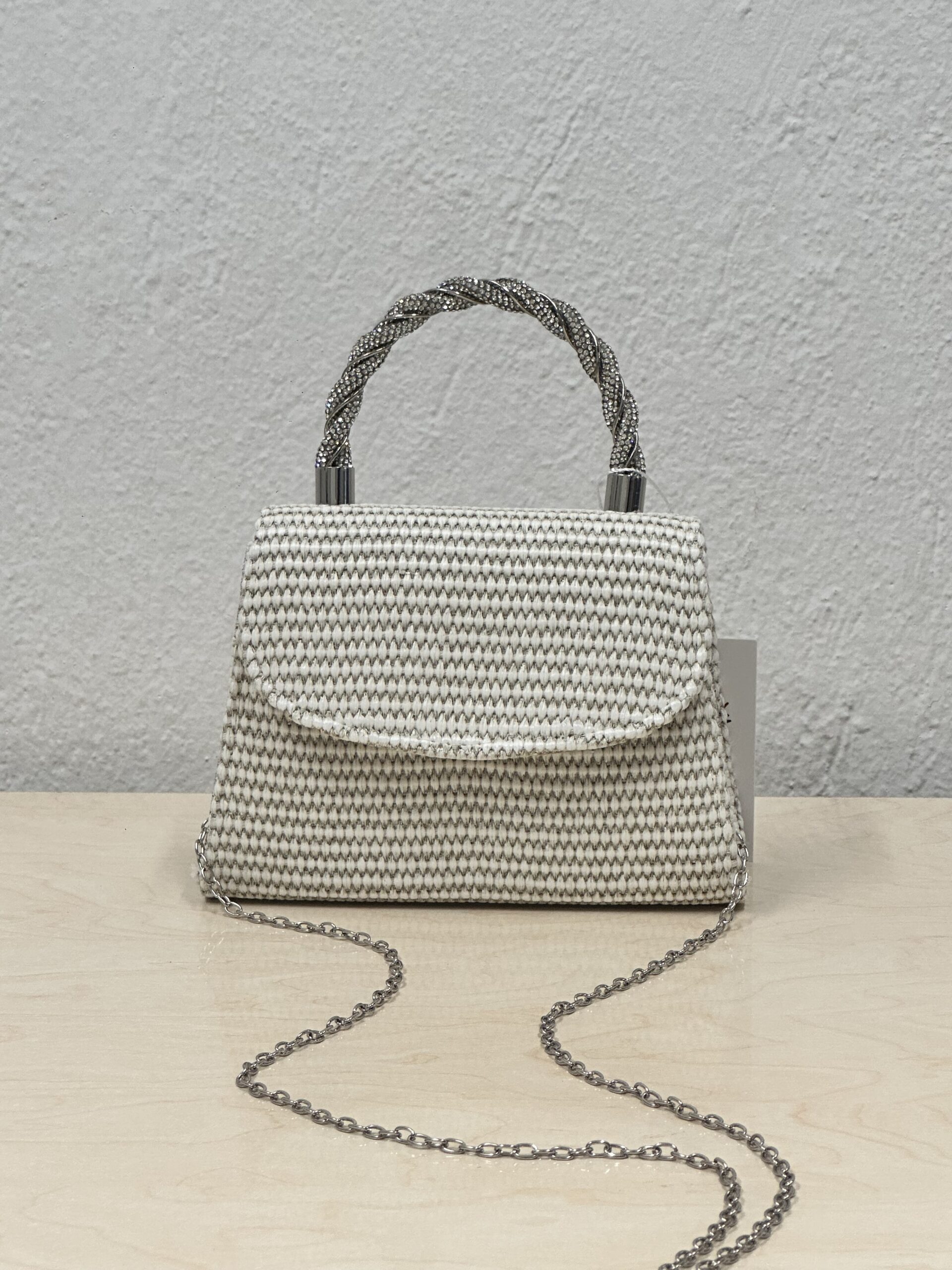 Τσάντα Χειρός με Ψαθωτό Σχέδιο – 14x15 cm - Image 4