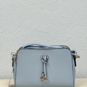 Τσάντα Ώμου Γυναικεία Τριπλής Θήκης σε Πουδρέ Μπλε με Χρυσές Λεπτομέρειες