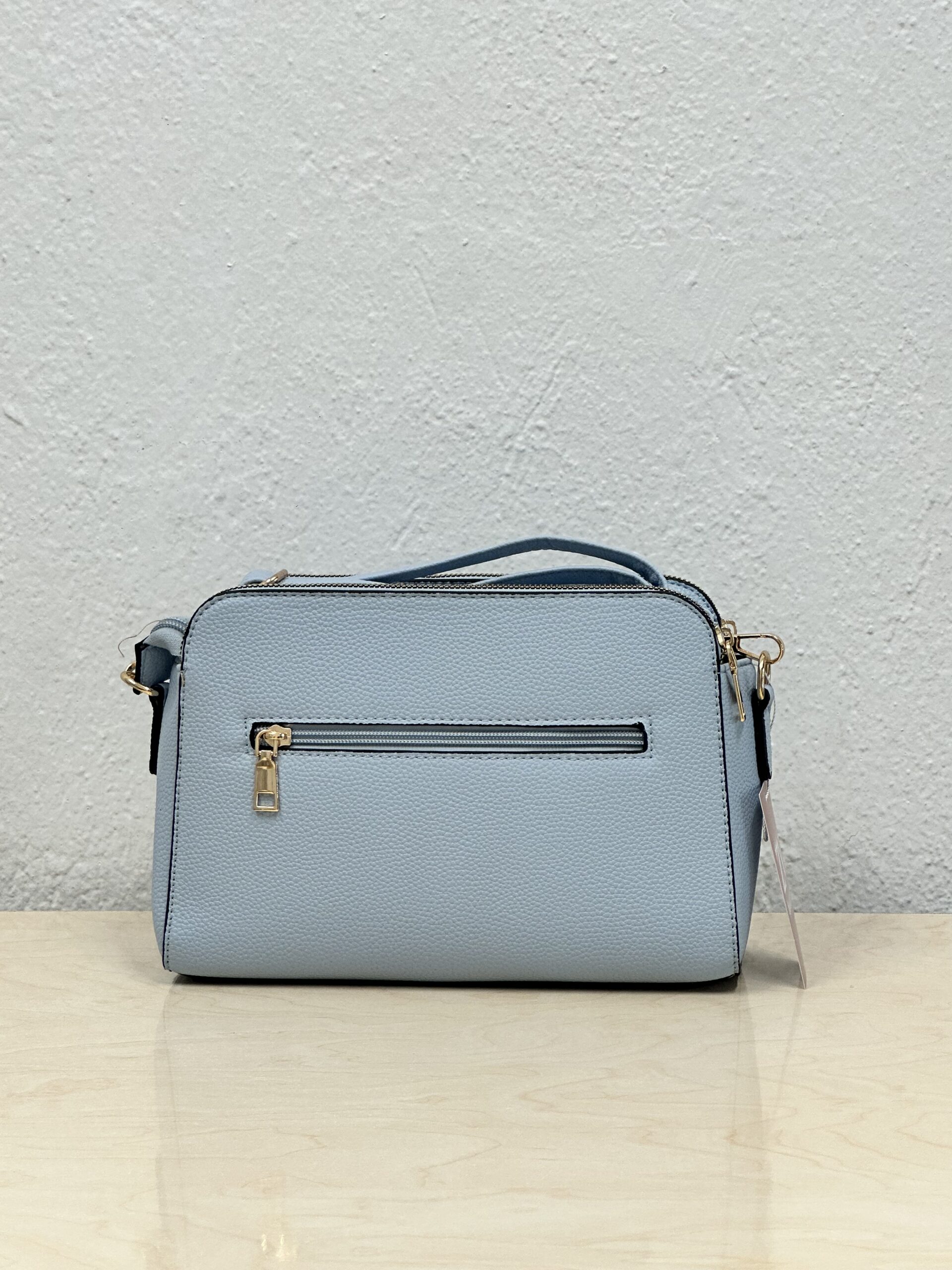 Τσάντα Ώμου Γυναικεία Τριπλής Θήκης σε Πουδρέ Μπλε με Χρυσές Λεπτομέρειες - Image 3