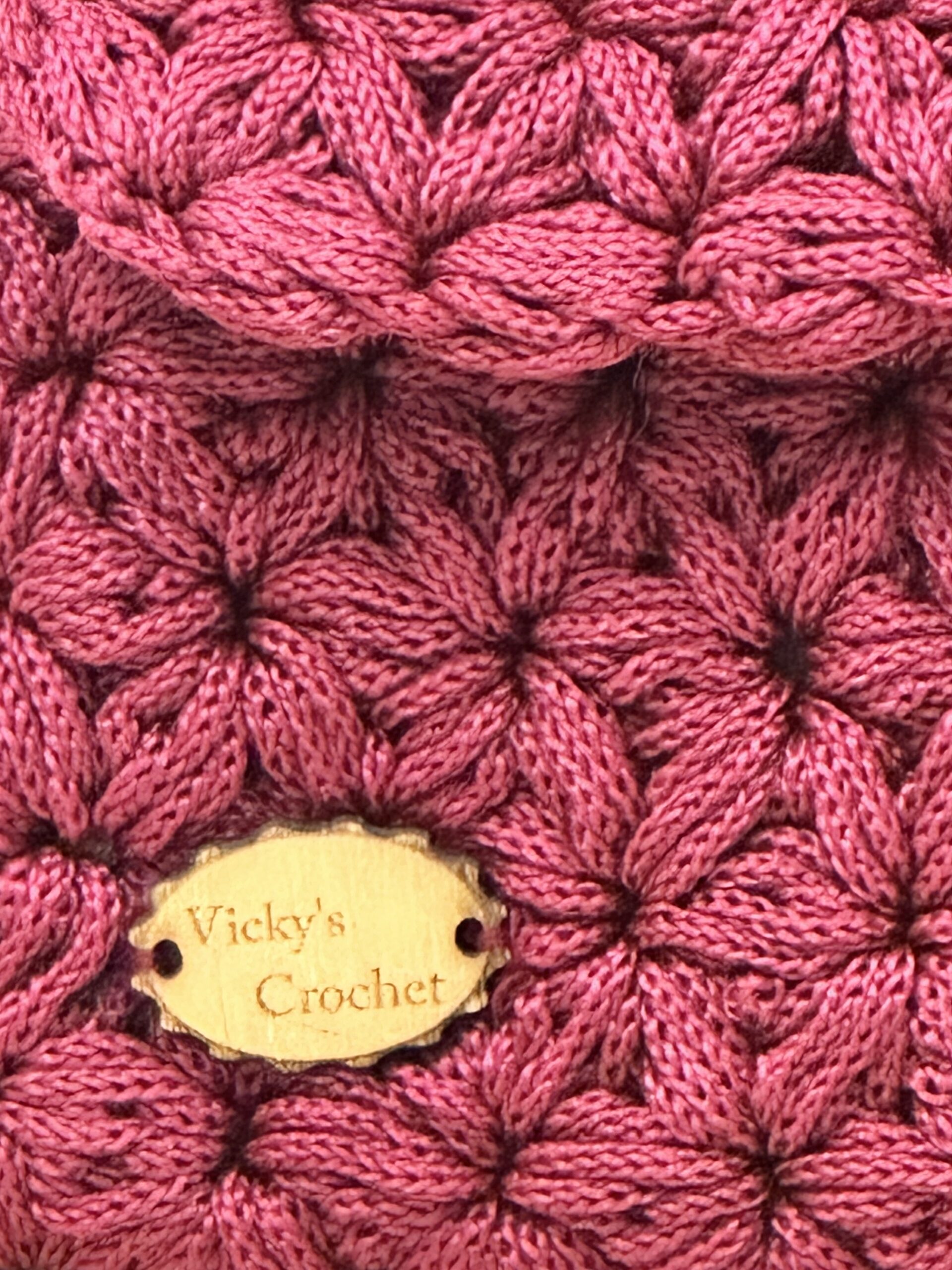 Χειροποίητη Πλεκτή Τσάντα Ώμου Μπορντό με Αλυσίδα - Image 3