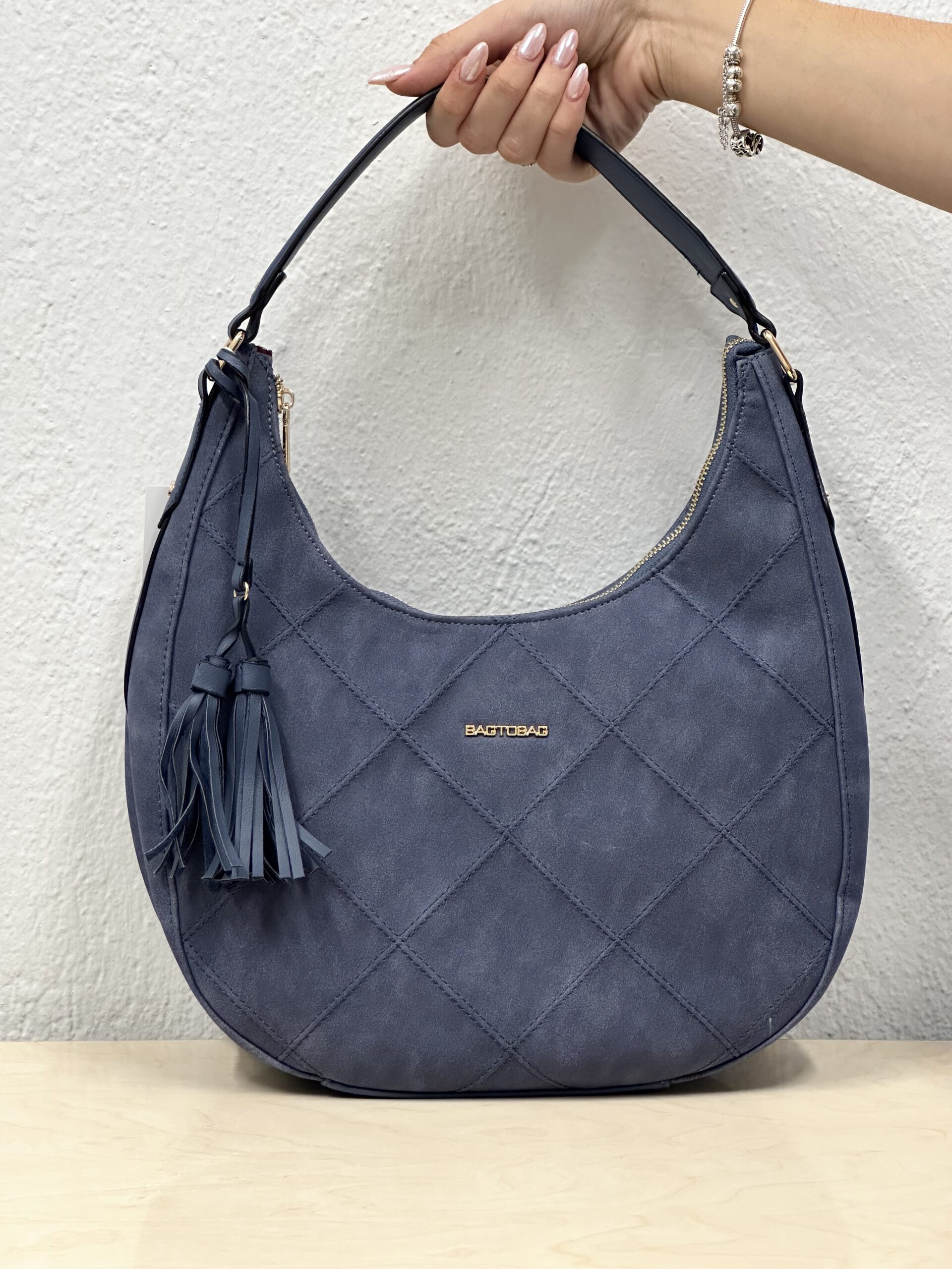 Μπλε Καπιτονέ Τσάντα Ώμου