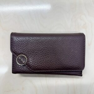 Γυναικείο σκούρο καφέ Πορτοφόλι με Μεταλλικό Κούμπωμα