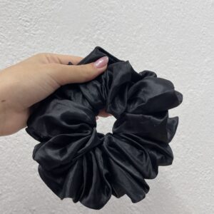 Oversized Σατέν Scrunchie Μαύρο