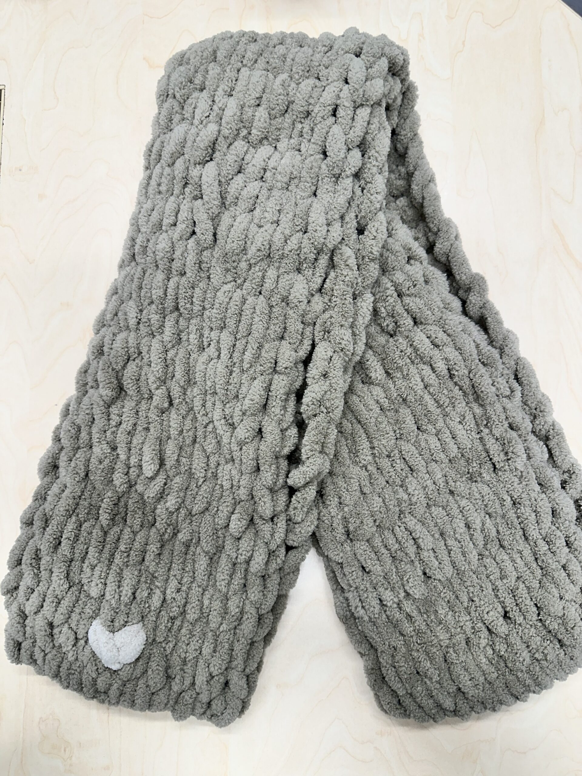 Χειροποίητο Κασκόλ Puffy Γκρι