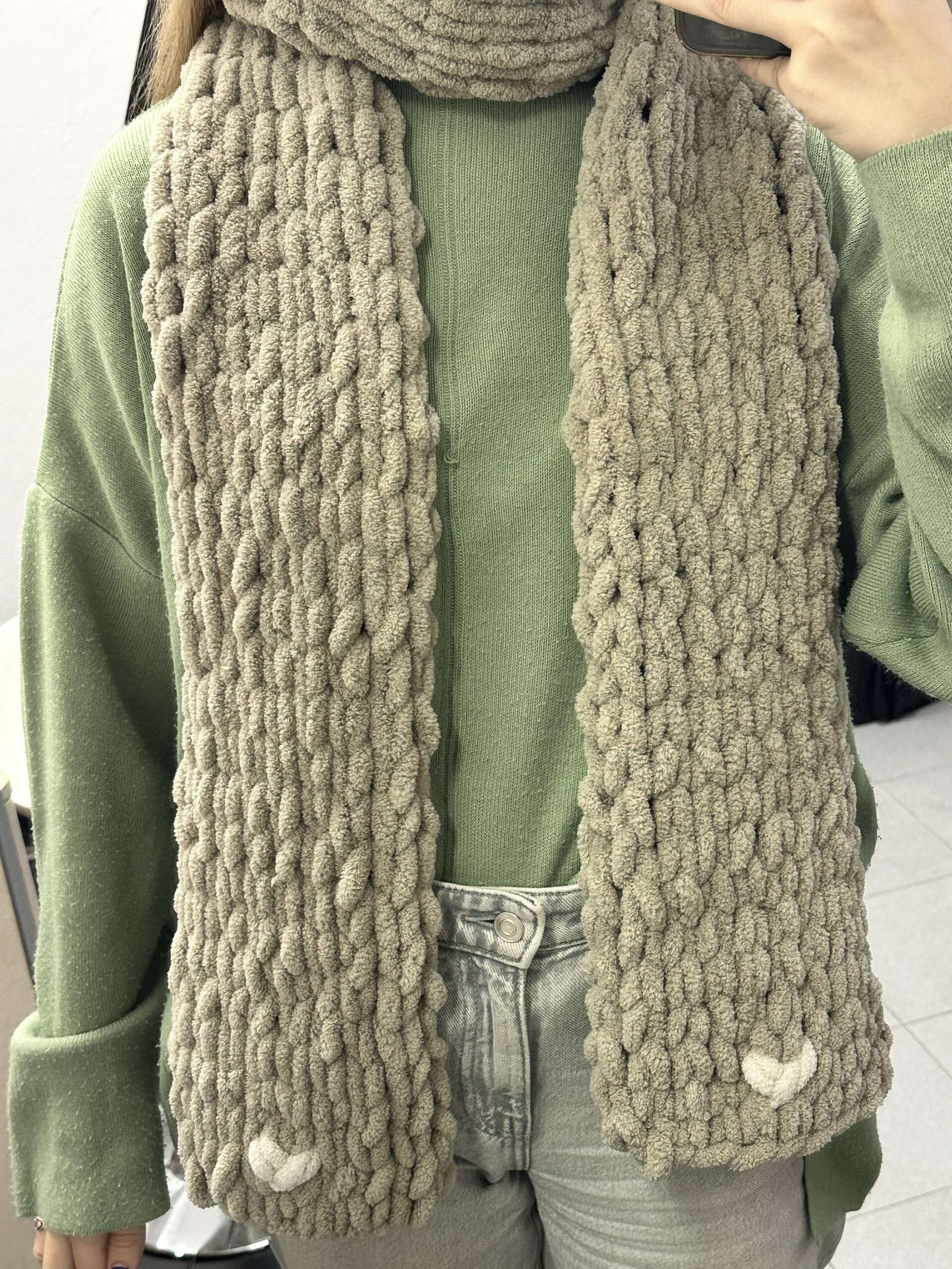 Χειροποίητο Κασκόλ Puffy Γκρι - Image 4