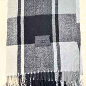 Πασμίνα Μαύρο Γκρι Καρό