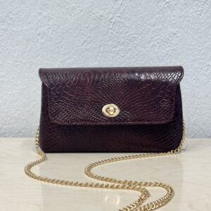 Mini Βουργουνδί Τσάντα Κροκό