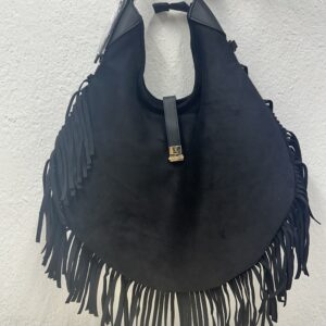 Τσάντα Σουέτ με Κρόσια Μαύρη