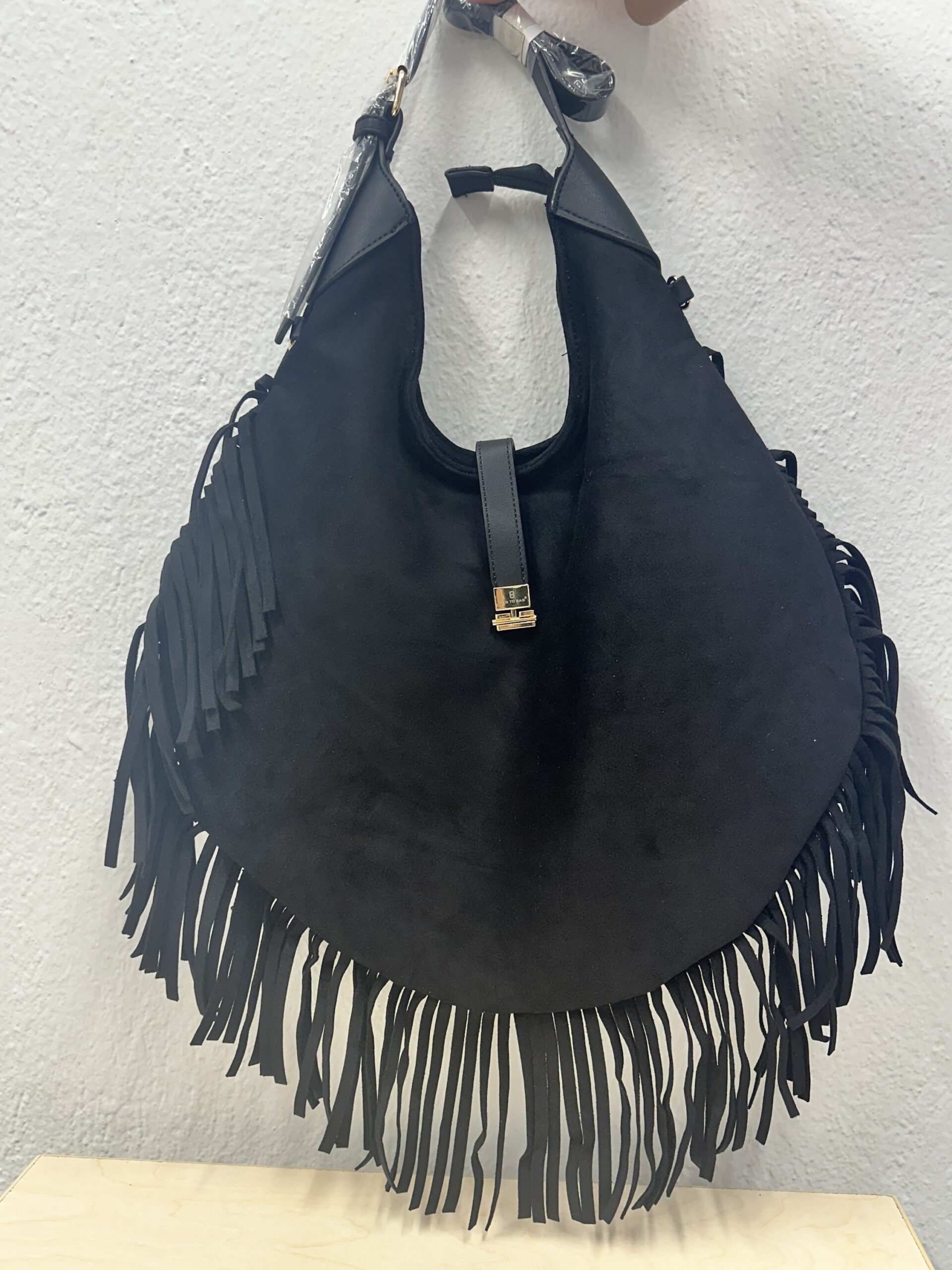 Τσάντα Σουέτ με Κρόσια Μαύρη