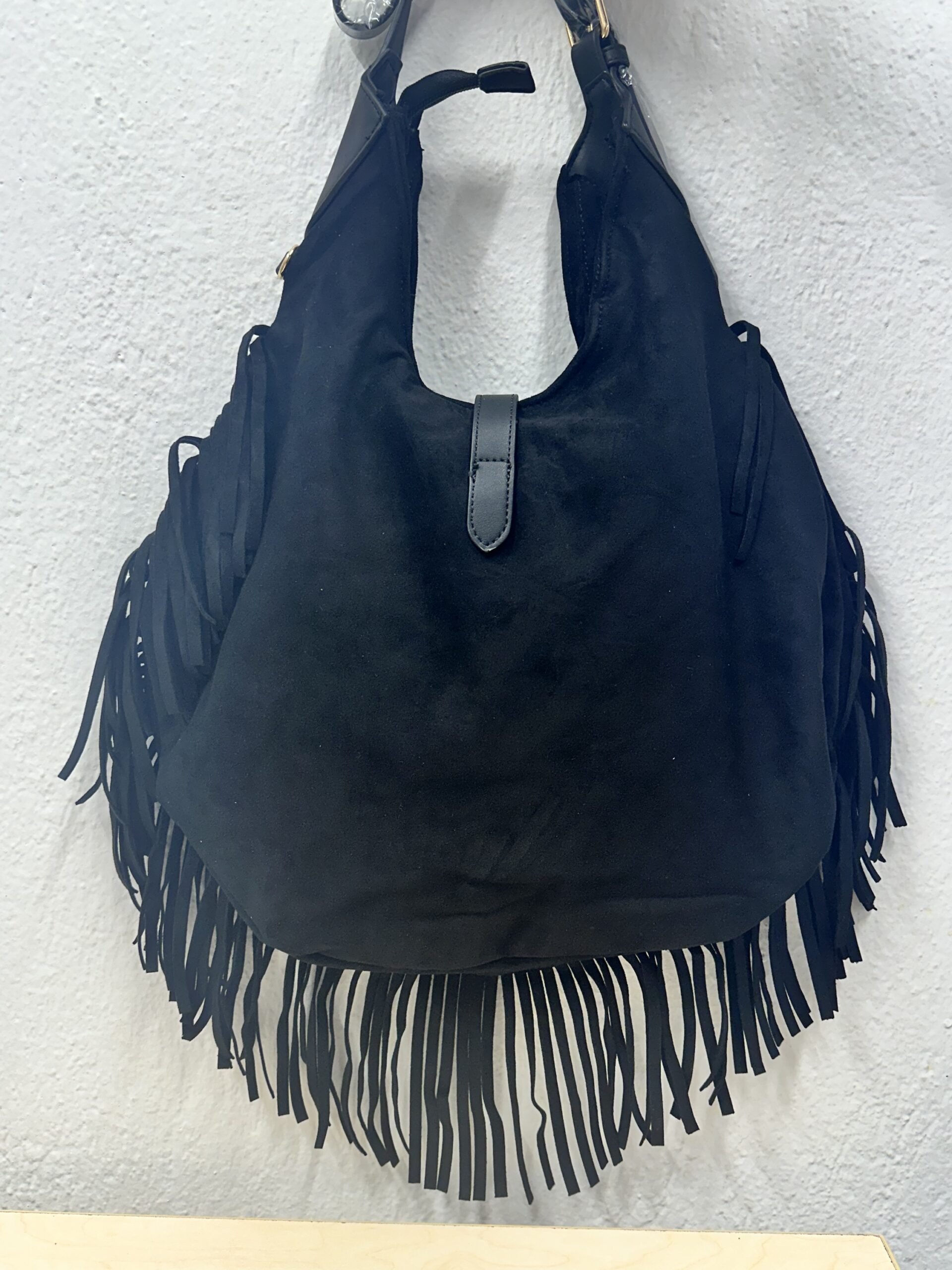 Τσάντα Σουέτ με Κρόσια Μαύρη - Image 2