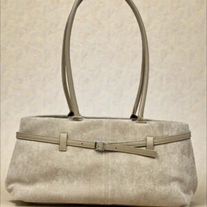Suede Belted Shoulder Bag Sand Beige