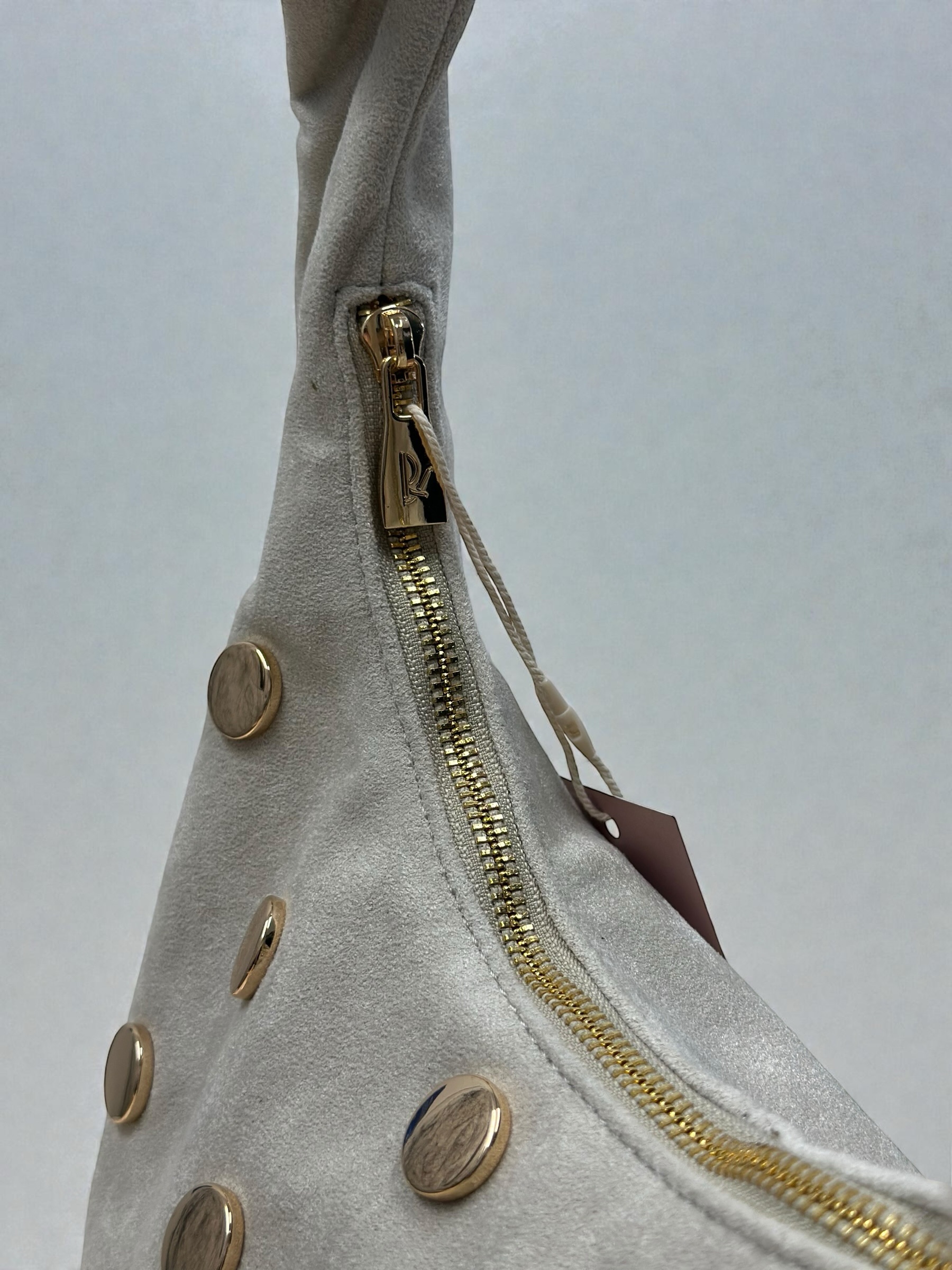Studded Suede Hobo Bag Creamy Beige - Image 3
