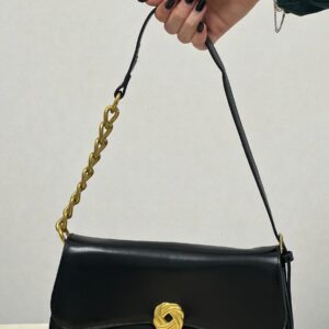 Golden Knot Shoulder Bag in Black