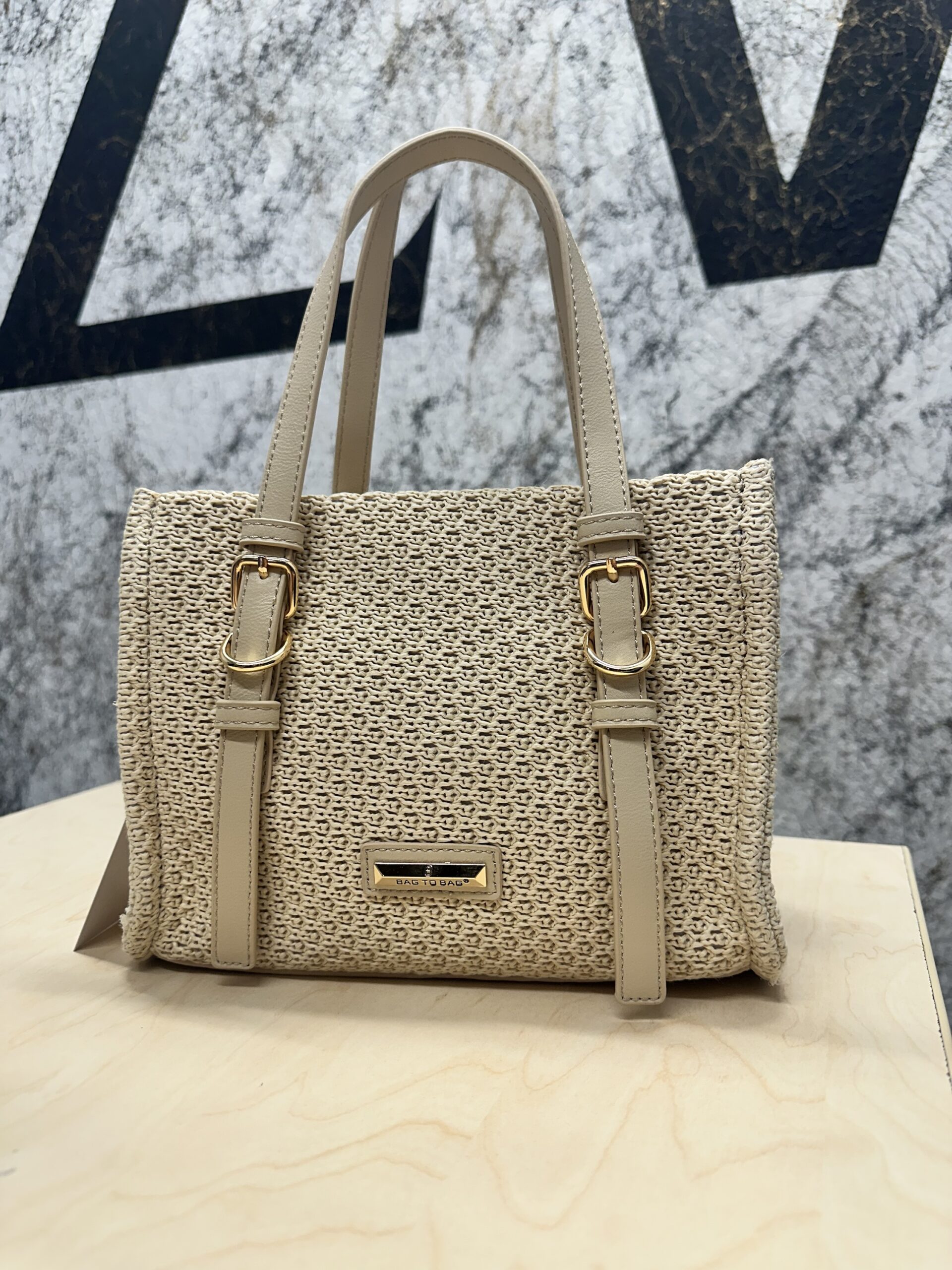Μπεζ Πλεκτή Summer Tote