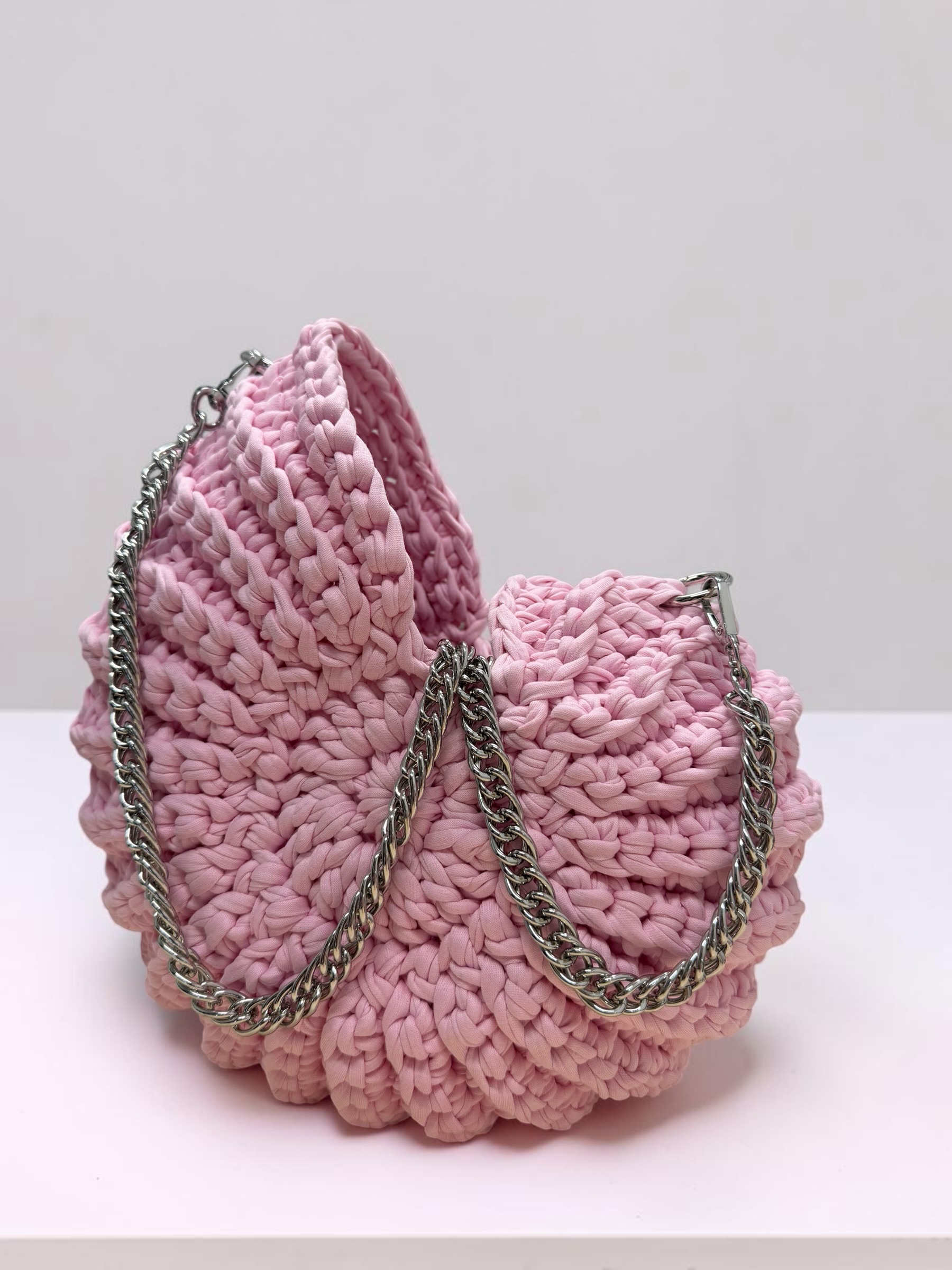 Κοχυλένια Πλεκτή Τσάντα σε Baby Pink 💗🐚