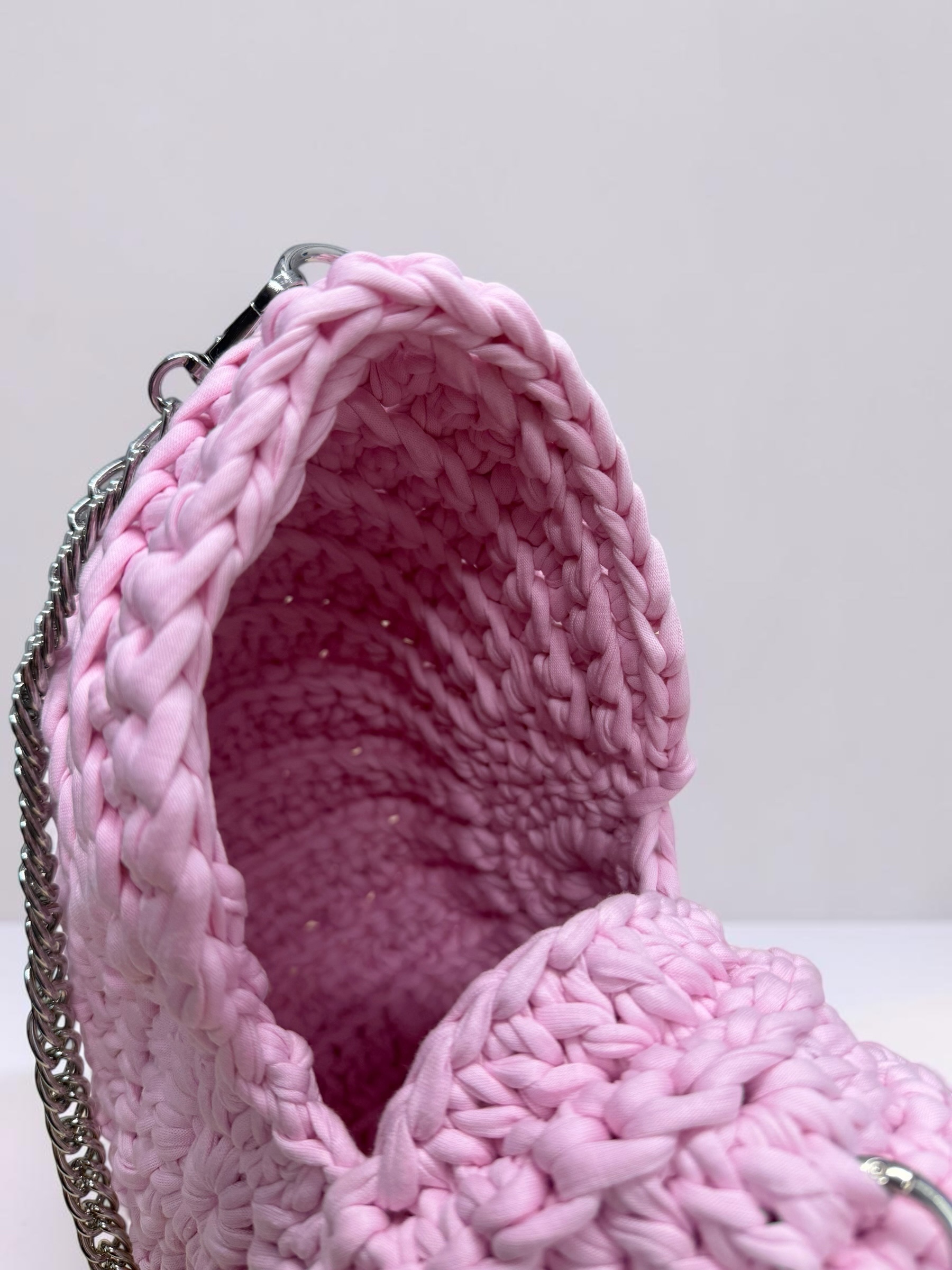 Κοχυλένια Πλεκτή Τσάντα σε Baby Pink 💗🐚 - Image 3