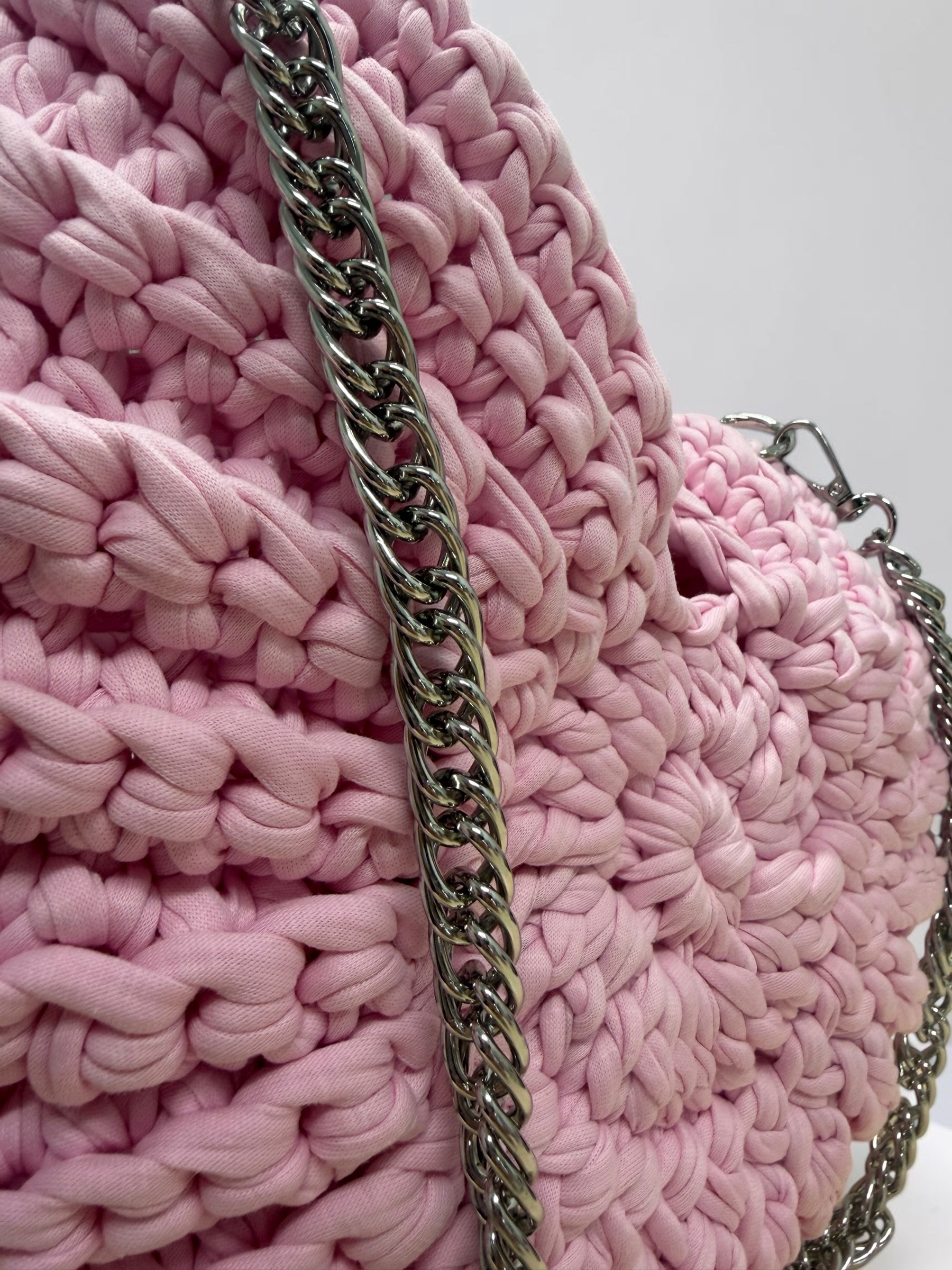 Κοχυλένια Πλεκτή Τσάντα σε Baby Pink 💗🐚 - Image 4